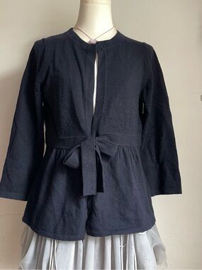 Women's  Tie-Waist Blazer Jacket with Round Neck